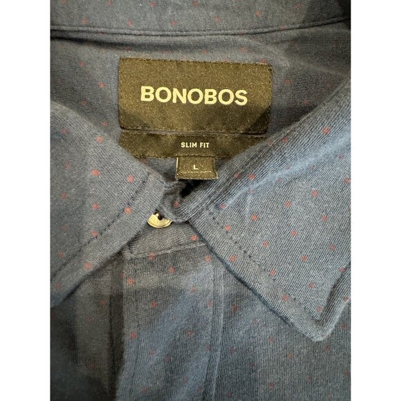 Bonobos Shirt Slim Fit Mens Large Blue Red Dot Cotton Button Down Long Sleeve - Picture 4 of 4